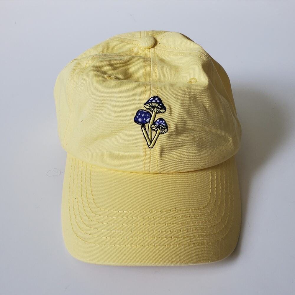 Huffer Embroidered Shrooms Ace Cap Medium Yellow Hippie Summer Outdoor